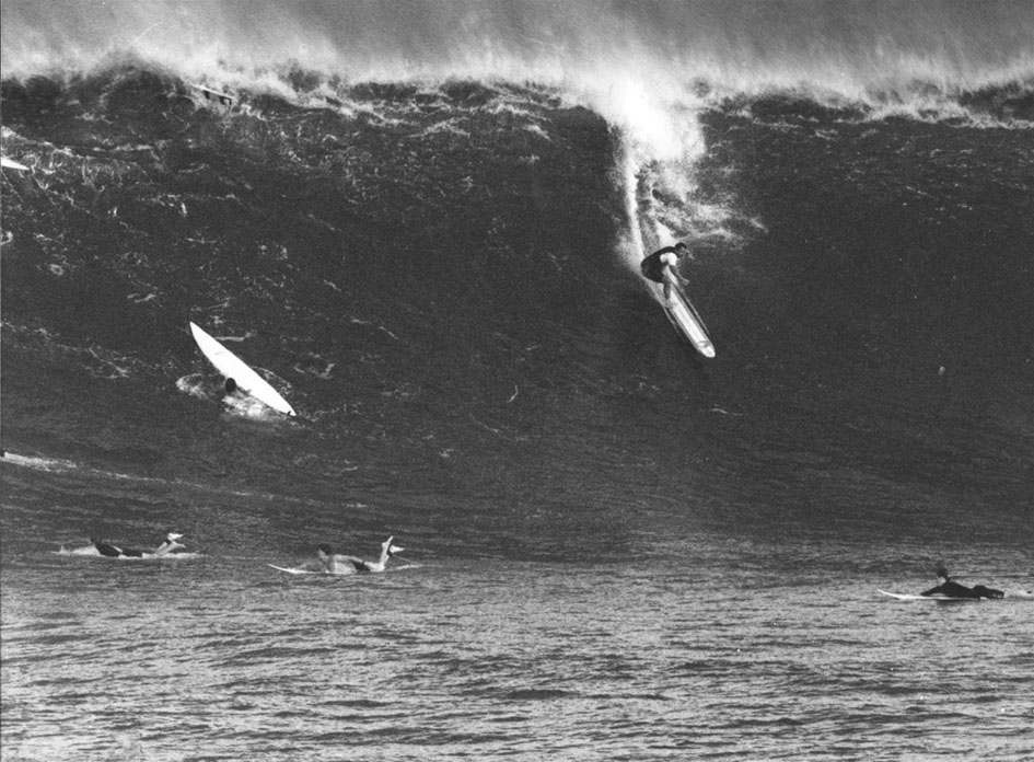 Ivan Trent first honed his instincts as a SEAL while free-diving and surfing at Makaha with his father Buzzy—and (above) at Waimea. Photo: Bill Romerhaus